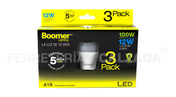 FOCO LED12W BOOMER LUZDIA A196500K 3PACK FOLBO3A190126500