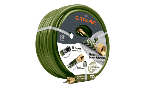 MANGUERA MAN-30X5/8XX 5/8TRUPER 6 CAPAS 30M CONEX METAL